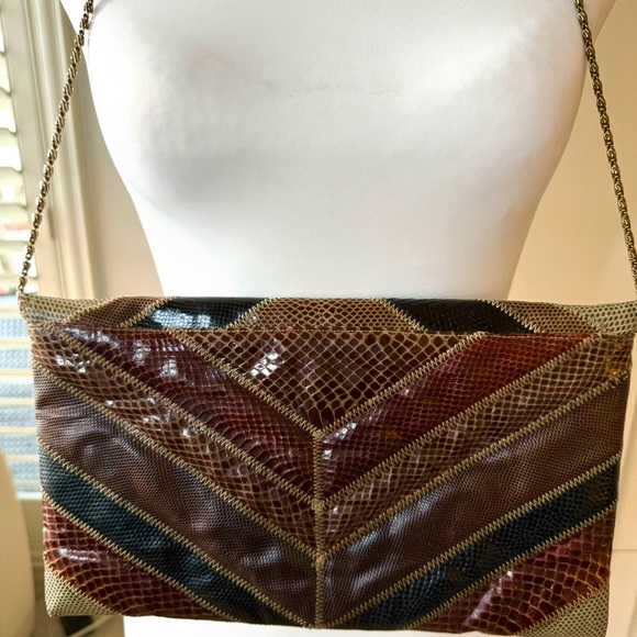 Vintage Chevron Leather Clutch or Shoulder Bag from Bags by Varon - Picture 6 of 7